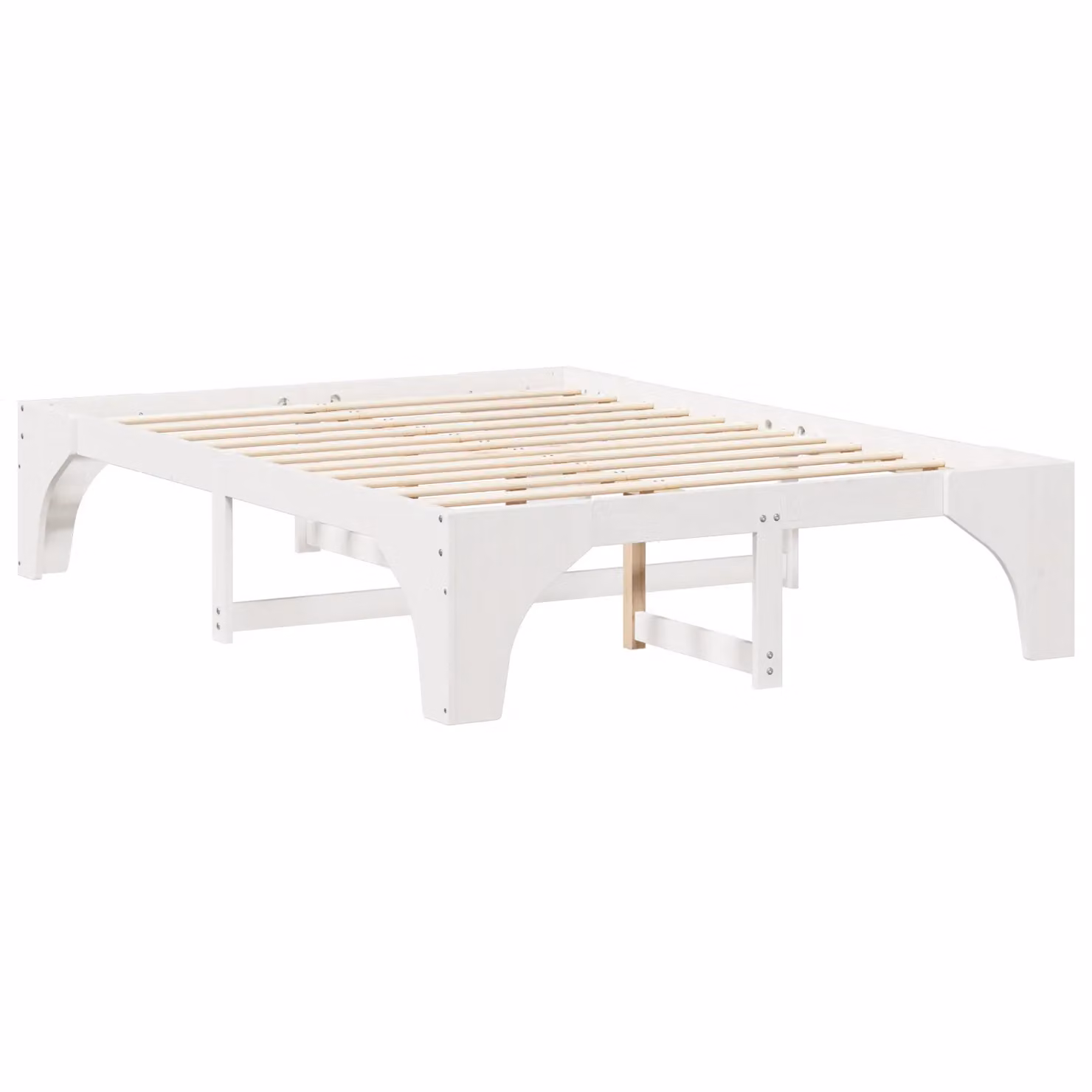 Berkfield Home Floor Bed Frame with Storage in White Solid Pine Wood W/D/H: 150 x 200 cm – 2