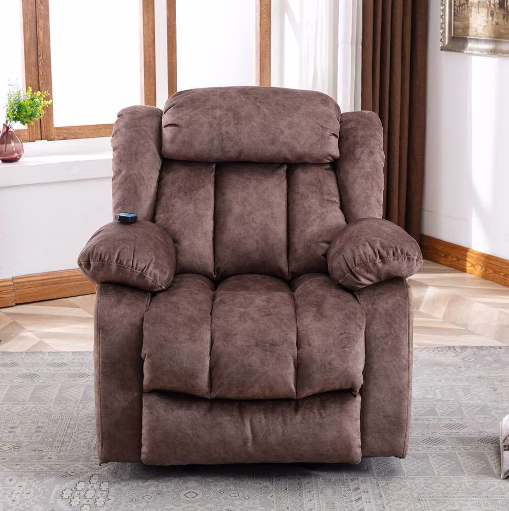 STILVORA Brown Power Lift Recliner Chair with Heat and Vibration Massage and Microfibre Upholstery – 2