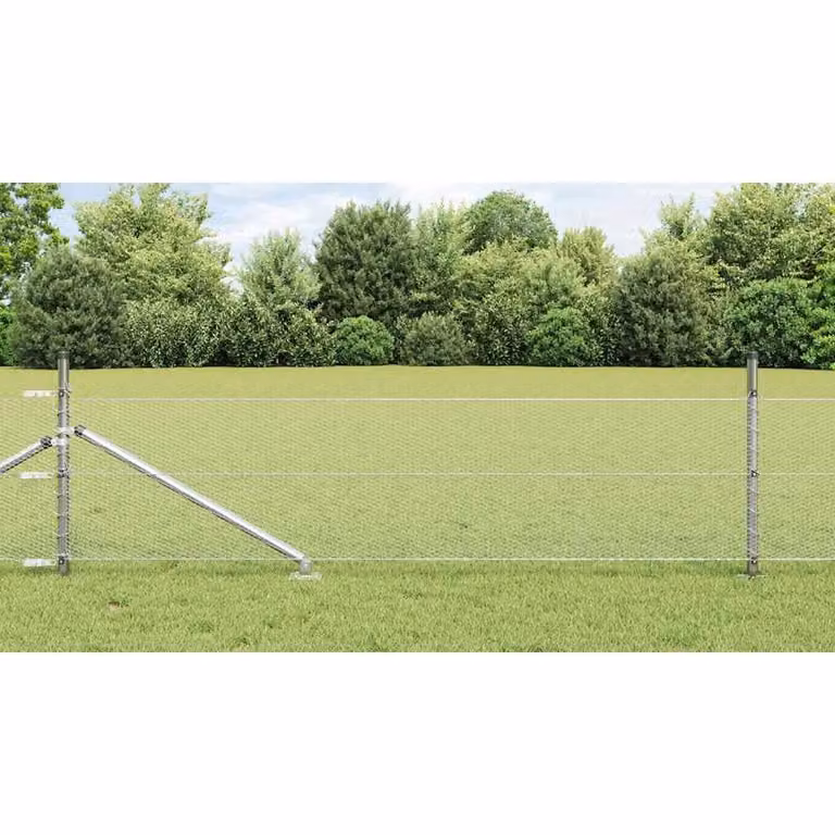 Berkfield Home Hexagon Fence in Silver Galvanised Steel, H: 80 cm, L: 50 m