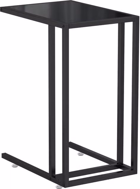 Berkfield Home Computer Side Table in Black with Tempered Glass, W/D/H: 50 x 35 x 65 cm