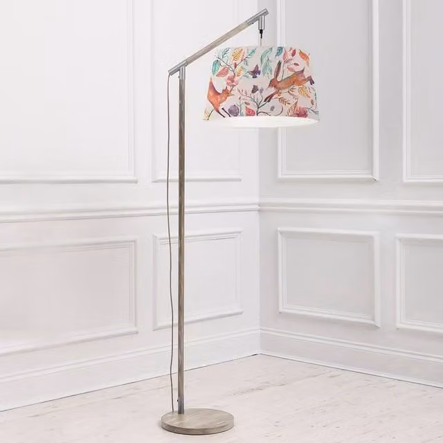 Voyage Maison Quintus Floor Lamp with Leaping Into The Fauna Lampshade in Grey and Multicolour – 1