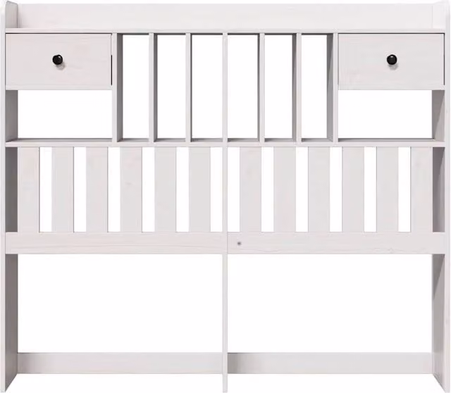 Berkfield Home White Solid Wood Pine Headboard with Storage, W: 135 cm, H: 141 cm, D: 23 cm