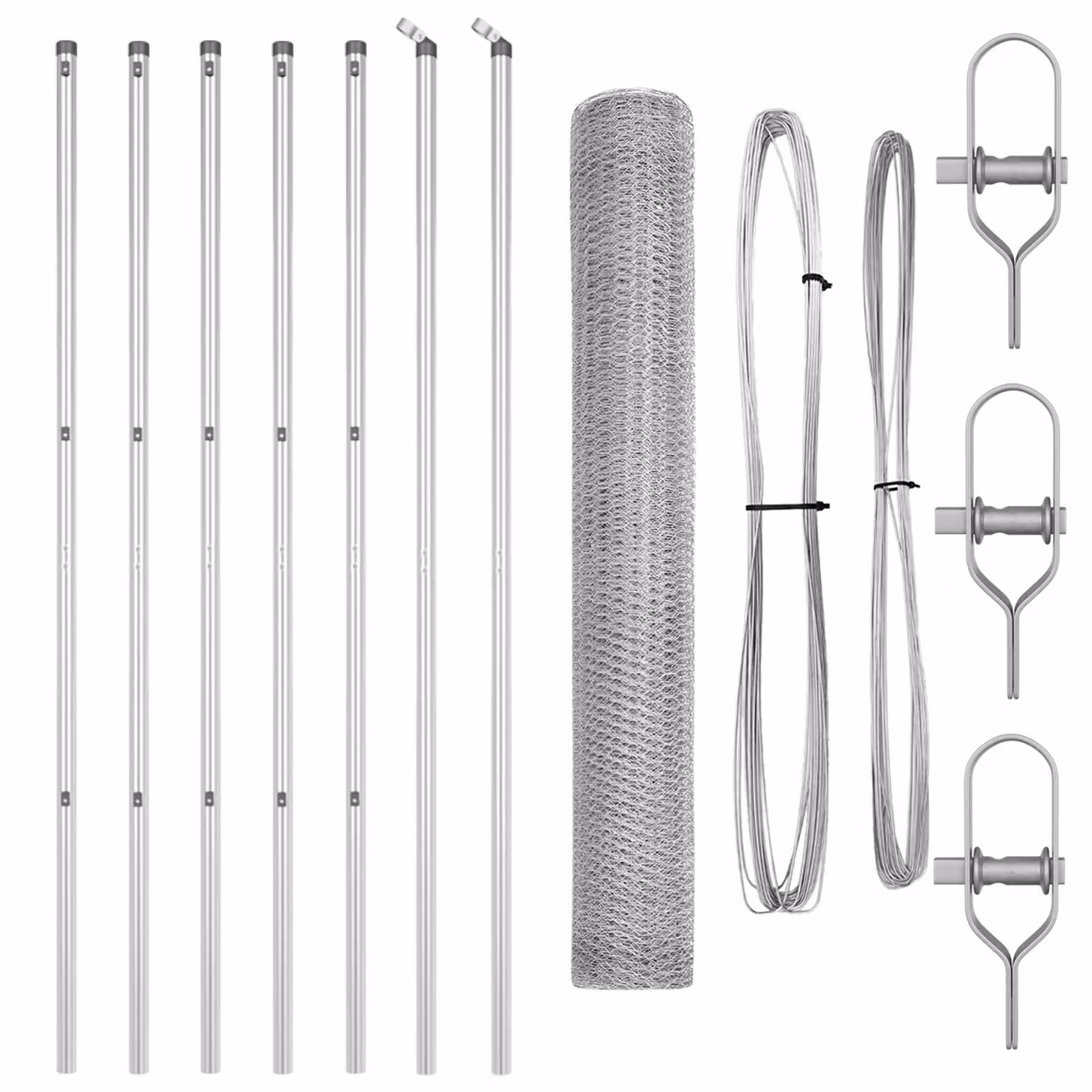 Berkfield Home Hexagon Fence in Silver Galvanised Steel, H: 140 cm, W: 10 m – 2