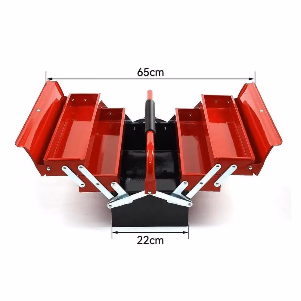VOGREX Heavy Duty Metal 3 Tier Cantilever Tool Box with 5 Trays, Red – 2