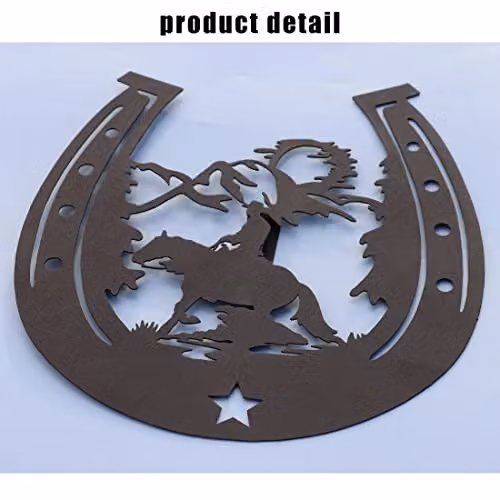 VinSees Set of 3 Rustic Brown Metal Western Wall Art Decor featuring Cowboy Boots, Cowboy Hats and Horses – 2
