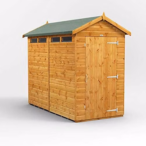 Powersheds Premium Apex Wooden Garden Shed in Brown with Toughened Glass and PVC Window Sills
