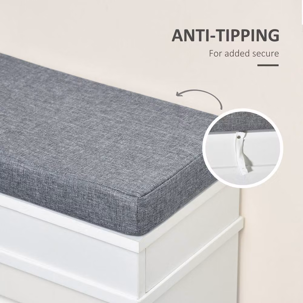 STILVORA Shoe Storage Bench with Cushion and Flip Drawers in White – 6