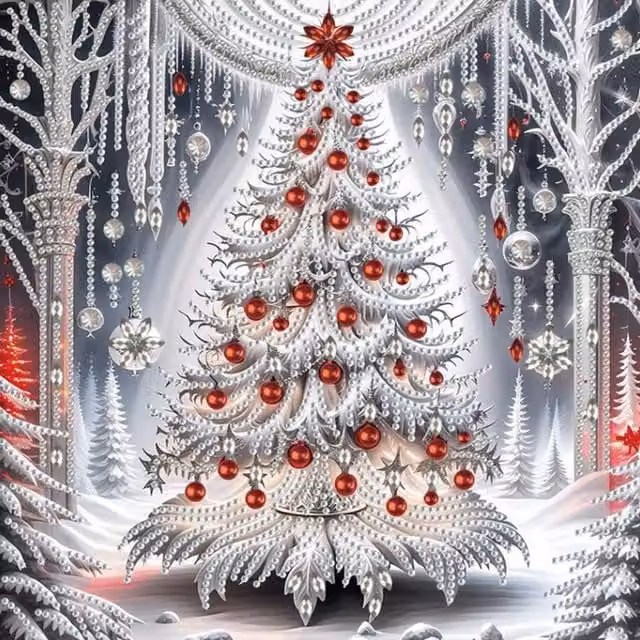 Syntego Silver Christmas Tree Diamond Painting Kit