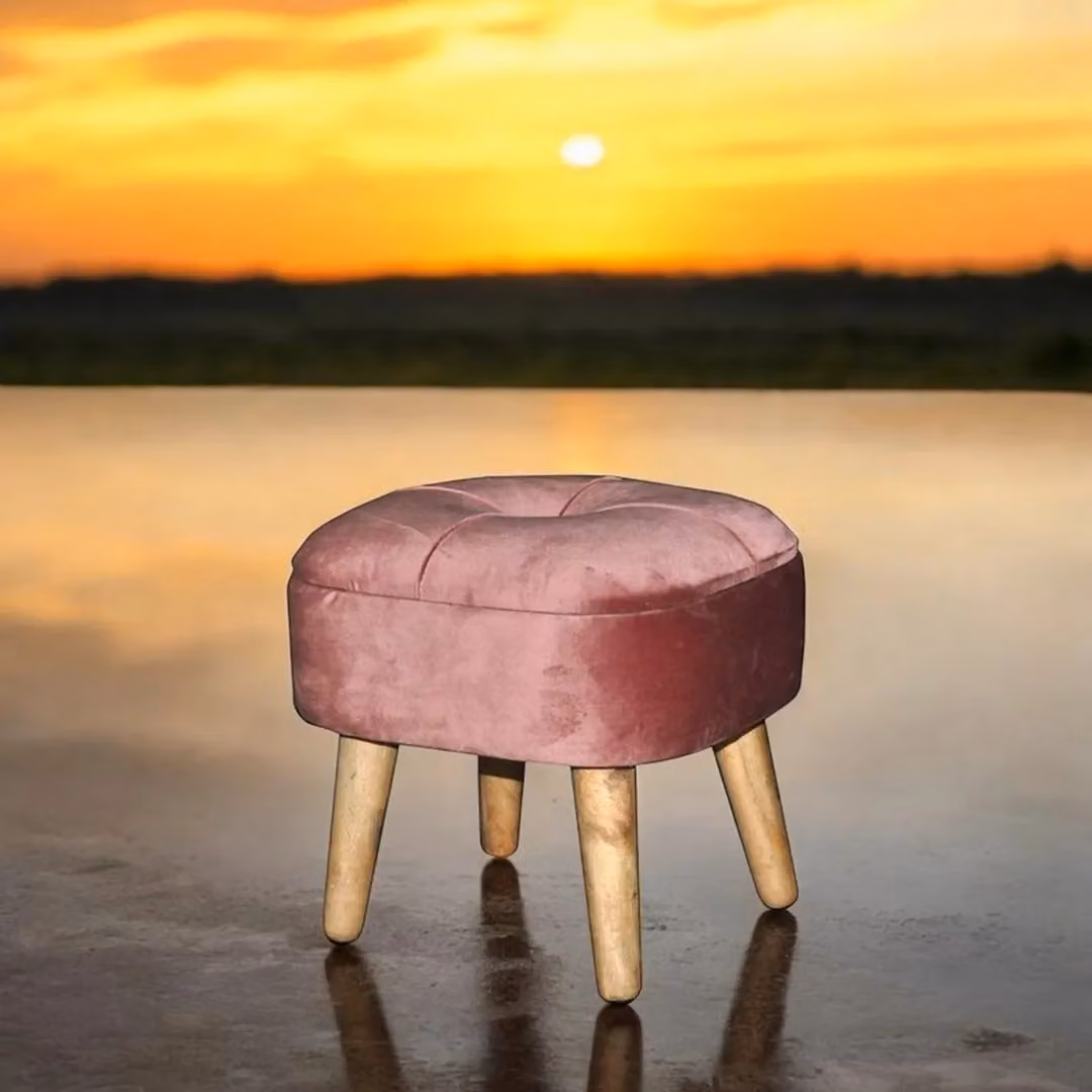 Minster Pink Velvet Storage Stool with Wood Frame, W/D/H: 30 x 30 x 34 cm – 5