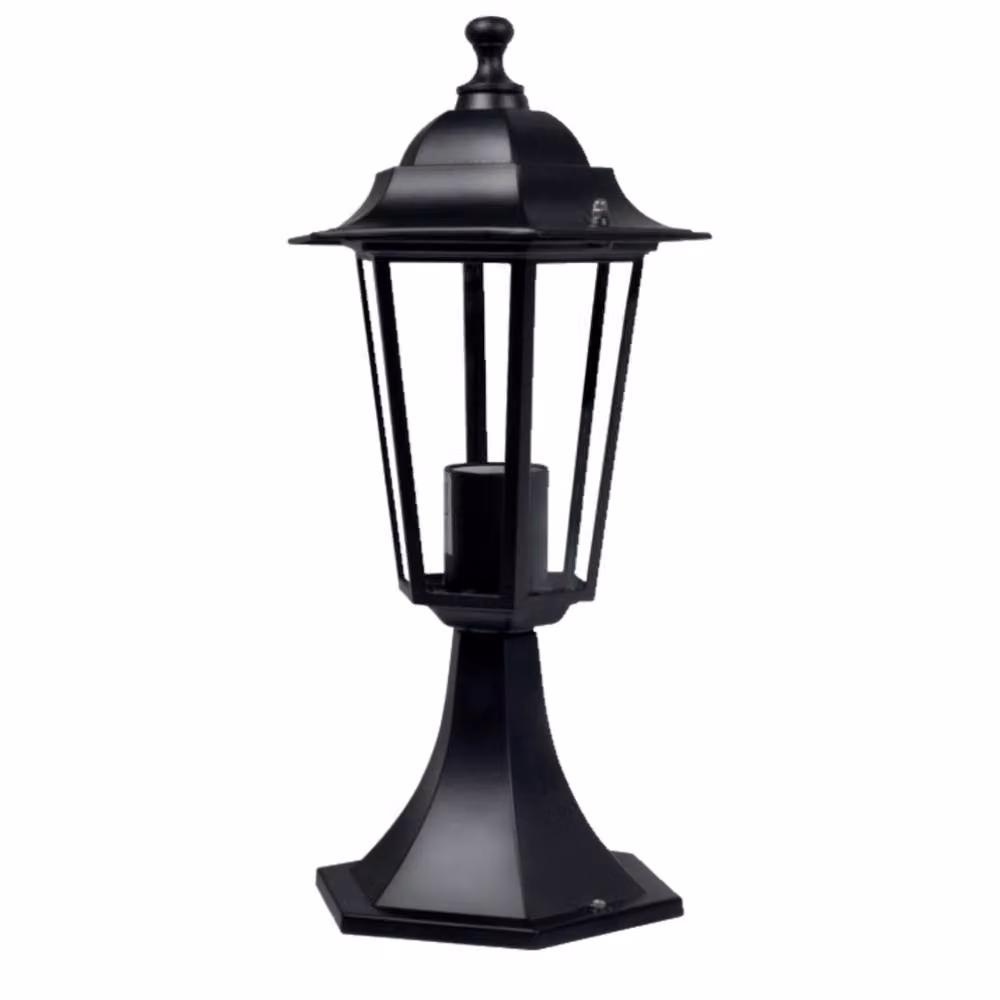 First Choice Lighting Cumbria Set of 2 Black Six Sided IP44 Outdoor Pedestal Lights, Height: 41 cm – 2
