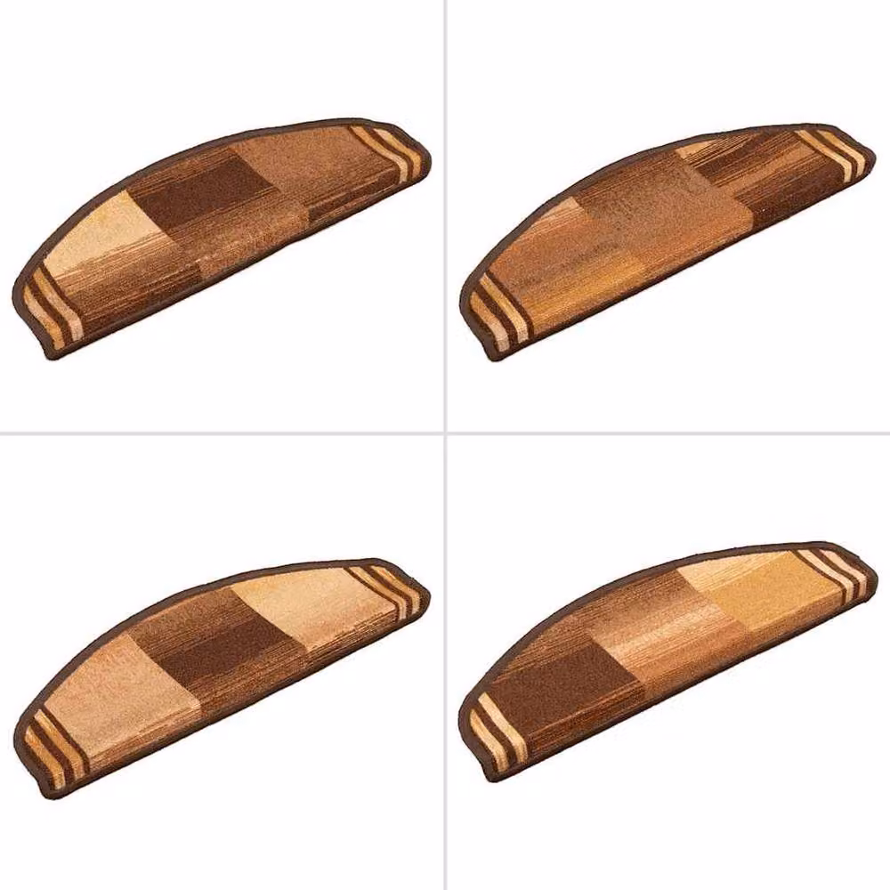 Berkfield Home Self-adhesive Non-slip Stair Mats, Brown, 5 Pieces, W: 65 cm, D: 21 cm, H: 4 cm – 4