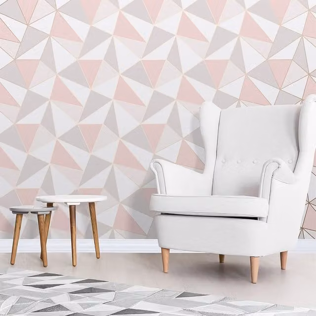Fine Dcor Geometric Abstract Modern Pink Wallpaper