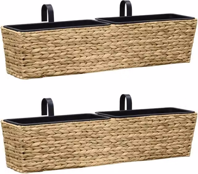 Berkfield Home Garden Brown Water Hyacinth Window Box Planters, 2 Pieces – 1