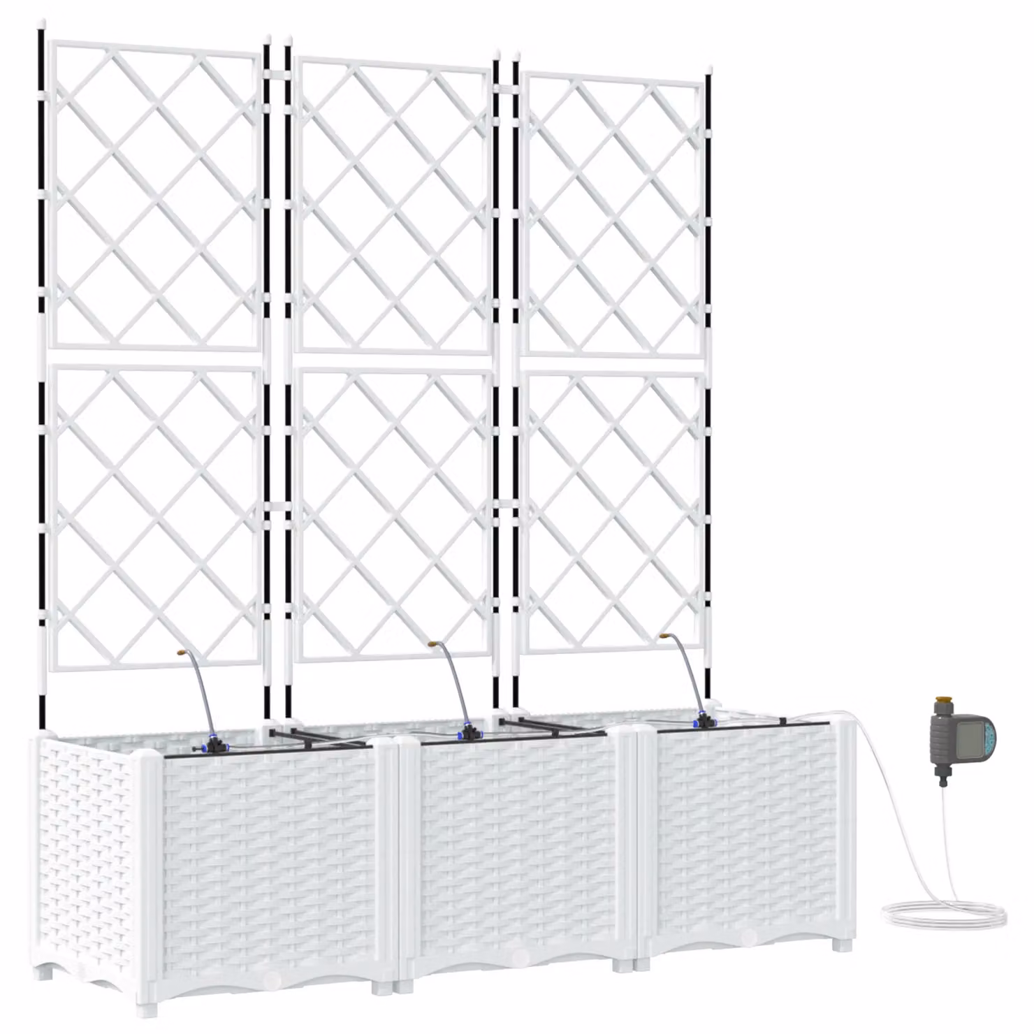 Berkfield Home Garden Planters with Water Irrigation System, 3 Piece Set, White – 2
