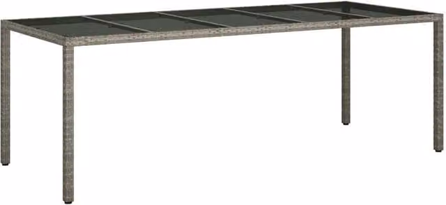 Berkfield Home Grey Poly Rattan Garden Dining Table W: 250 cm, D: 100 cm, H: 75 cm – 1