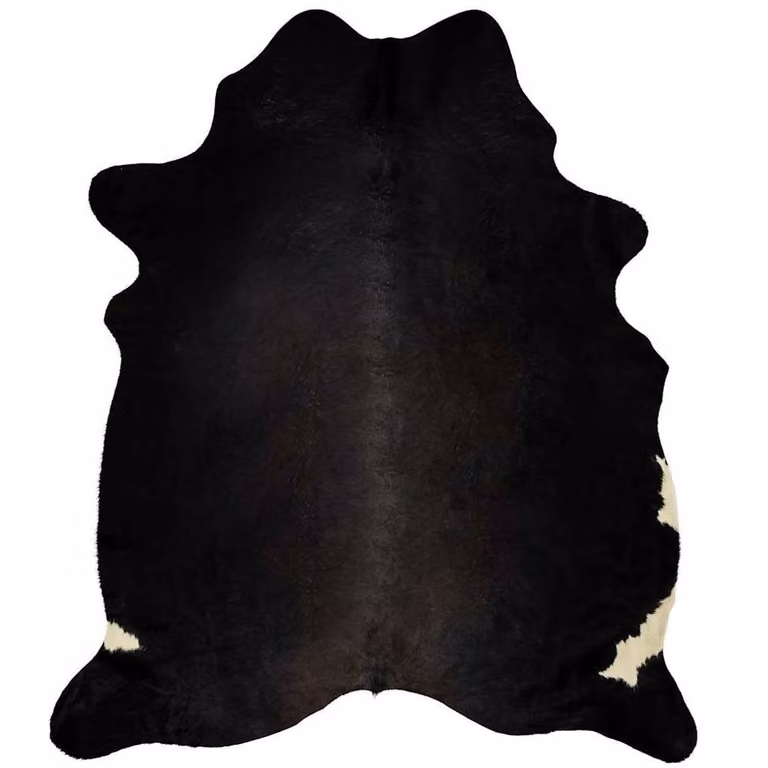 Berkfield Home Black Real Cow Hide Round Rug, Diameter: 100 cm