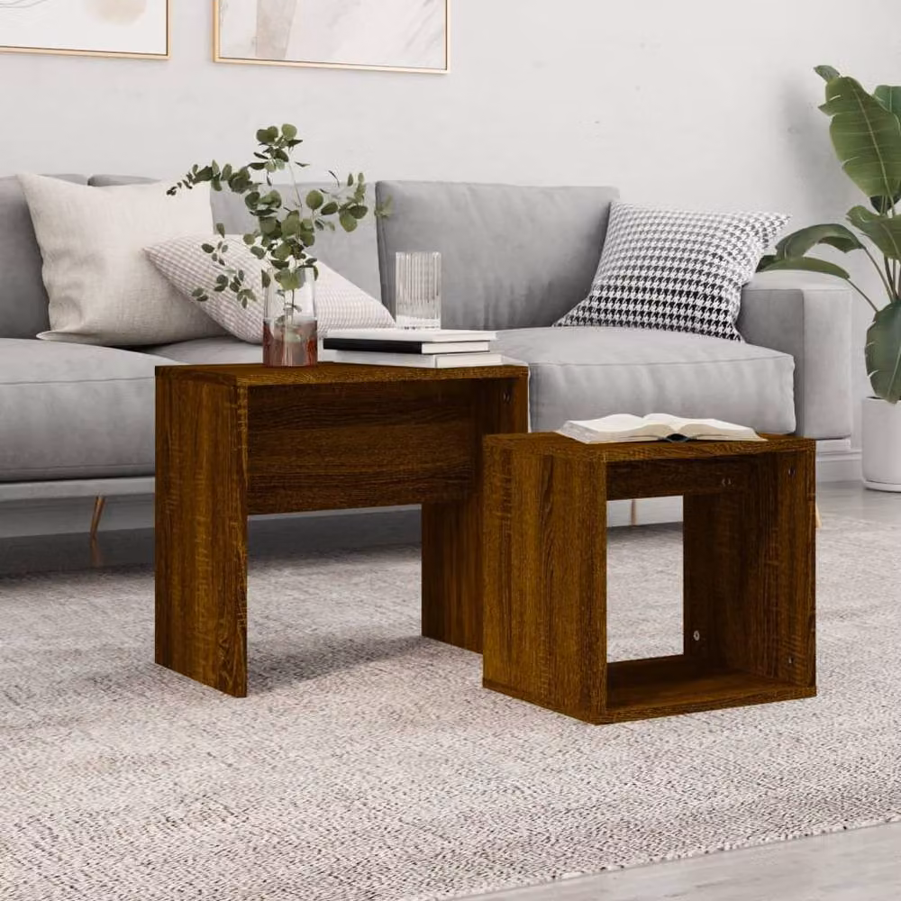 Berkfield Home Nesting Coffee Tables, 2 Piece Set, Brown Oak Engineered Wood – 2