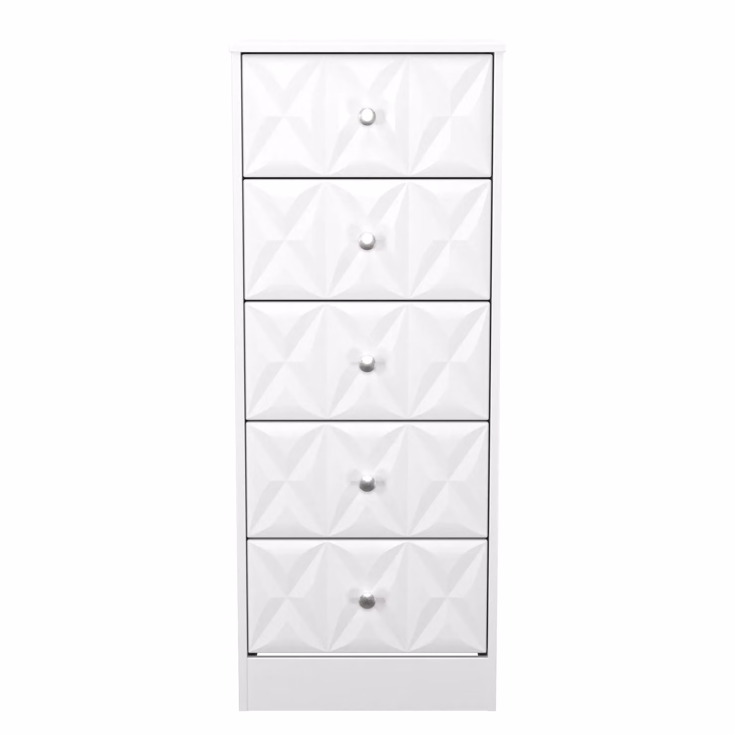 2 U Memphis 5 Drawer Tall Bedside Chest in White Glossy Finish – 2