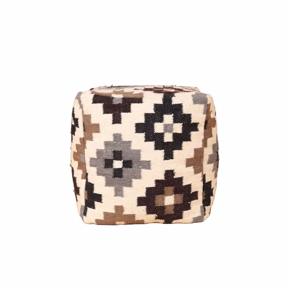Kaikoo Ikat Wool Cube in Beige – 2