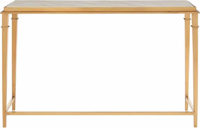Orsina Elegant Rectangular Console Table with White Marble Top and Gold Design