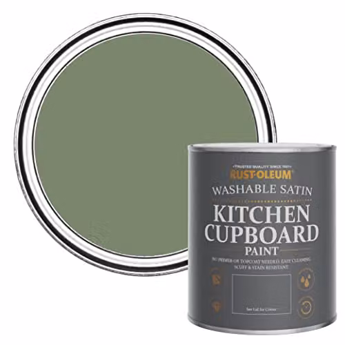 Rust-Oleum Green Scrubbable Kitchen Cupboard Paint in Satin Finish, 750ml – 1