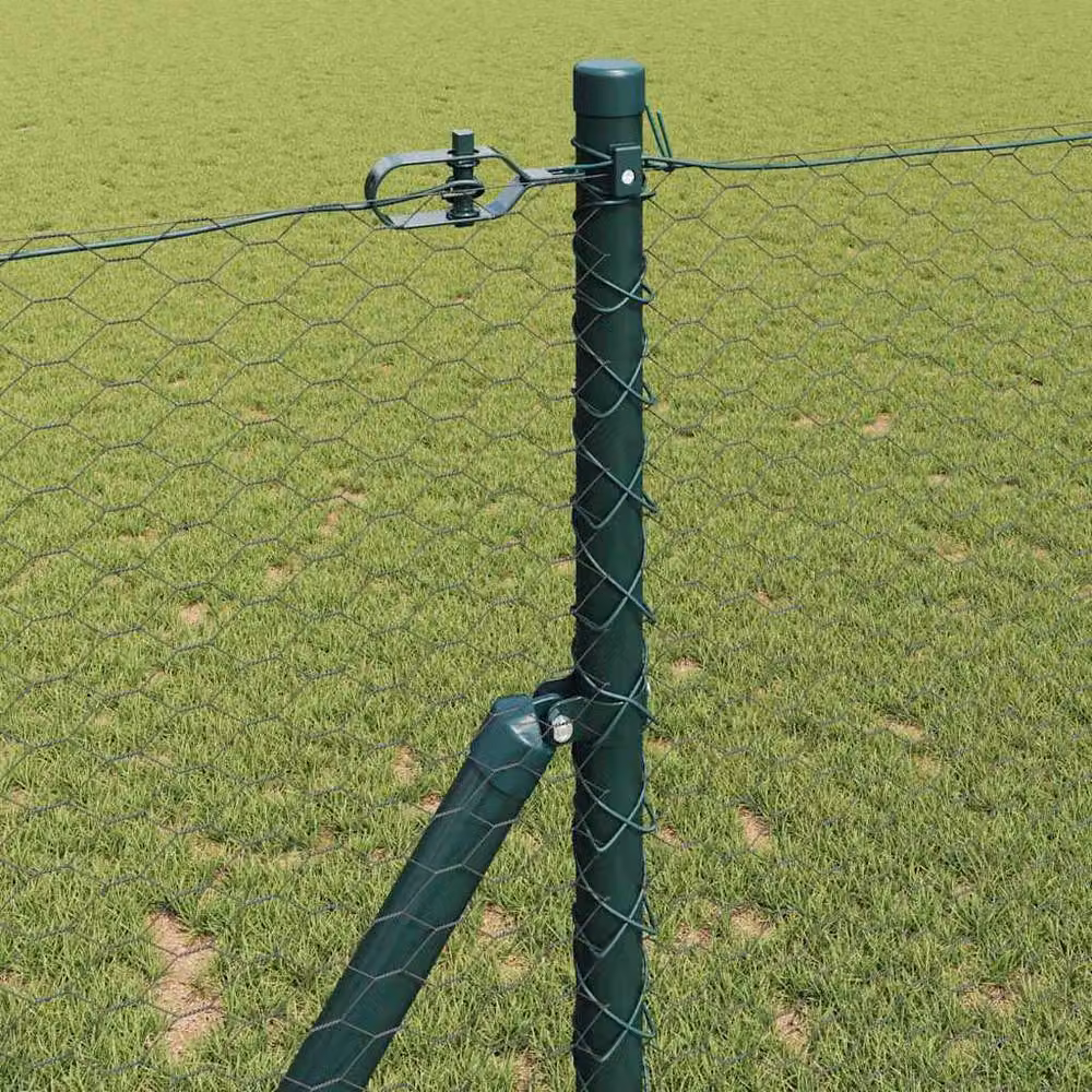Berkfield Home Hexagon Galvanised Steel Fence in Grey and Green, H: 140 cm, L: 50 m – 1