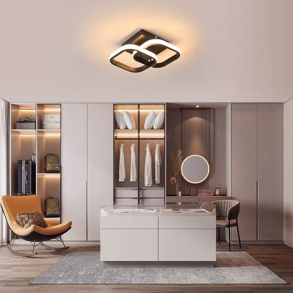 Goeco Modern Square LED Ceiling Light, 22 W, Black – 4