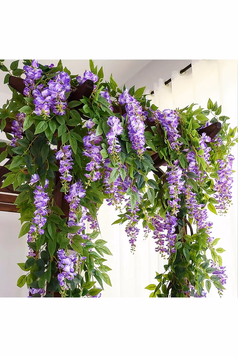 Living and Home 2 Piece Purple Artificial Wisteria Flower Garland Decoration – 3