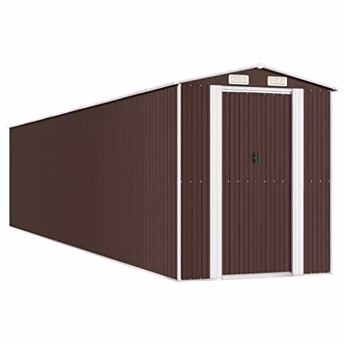 vidaXL Garden Shed Outdoor Storage House in Dark Brown Galvanised Steel W/D/H: 192 x 938 x 223 cm – 1