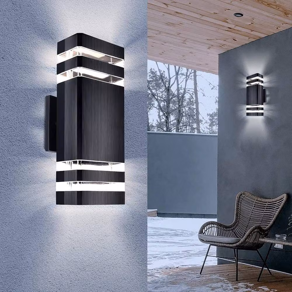 SPETLEK Modern Black Aluminium Outdoor Wall Light with Up and Down LED GU10 Illumination, IP65 Rated – 6