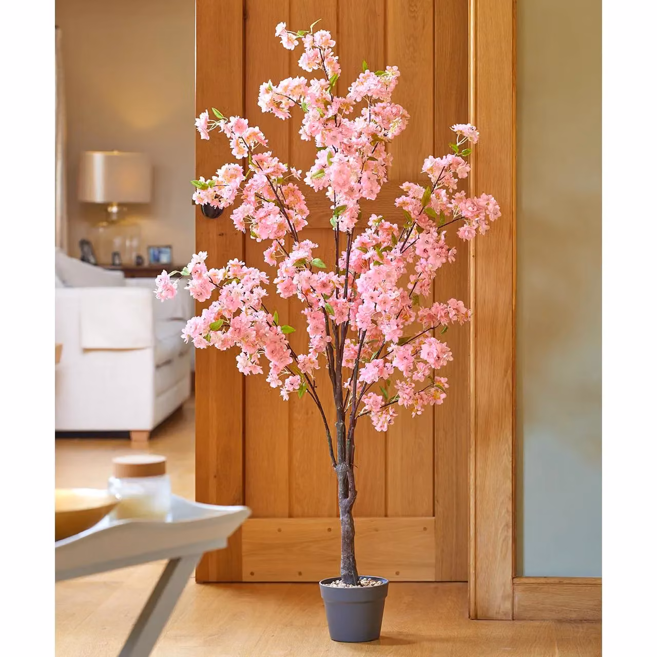 mysmartbuy Artificial Pink Cherry Tree with Black Pot, H 140 x W 50 x D 66 cm – 2