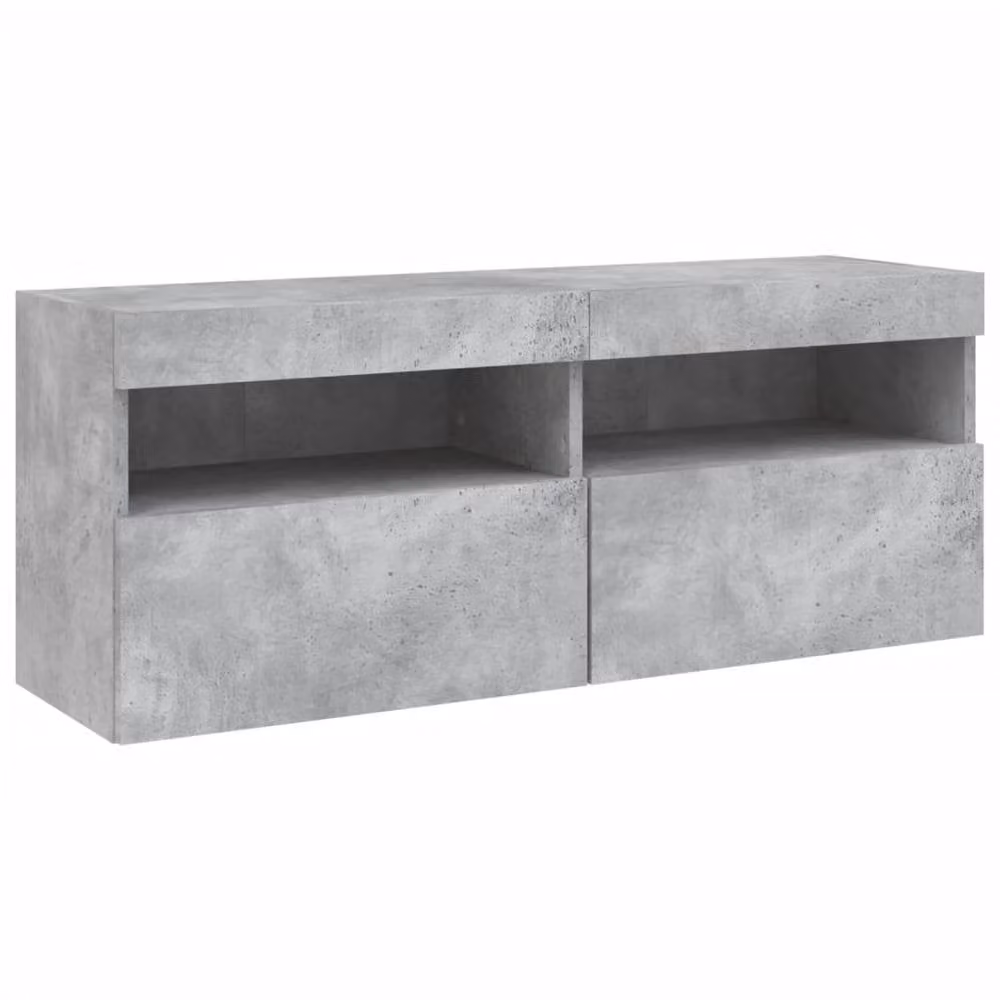 Berkfield Home Modern Wall Mounted TV Cabinet with Integrated LED Lights in Matt Concrete Grey, W/D/H: 100 x 40 x 40 cm – 3