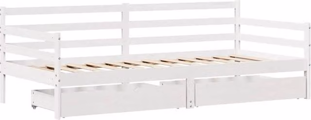 Berkfield Home Practical Daybed with Drawers in White Solid Pine, W/D/H: 90 x 190 x 69.5 cm