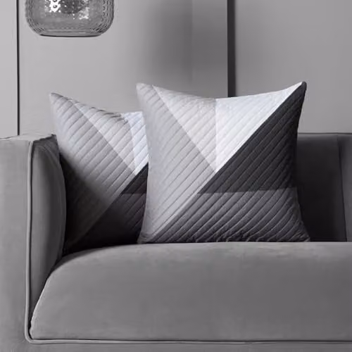 OHS Set of 2 Grey Abstract Pinsonic Square Throw Pillows with Removable Covers, 45 x 45 cm