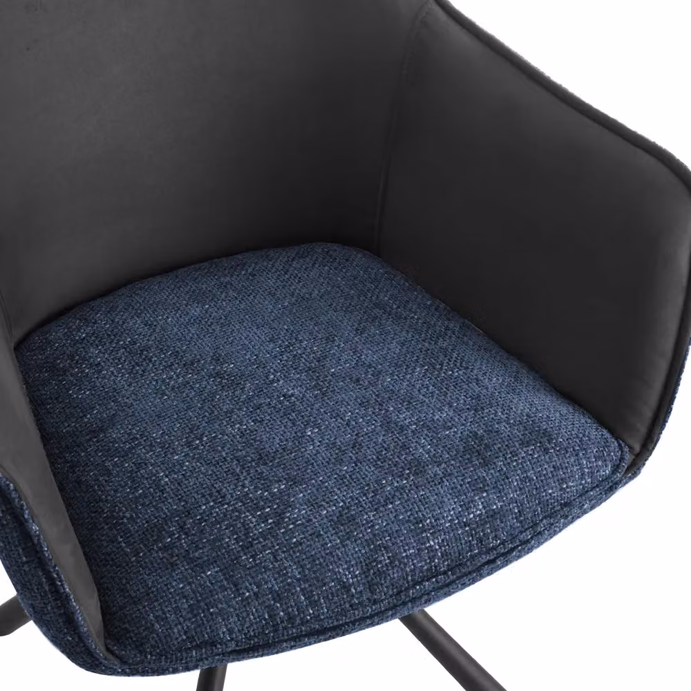 Home Detail Lisbon Fabric Swivel Dining Chairs Set of 2, Blue – 3