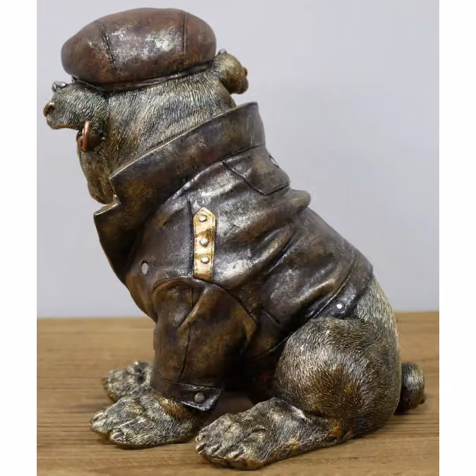 Gifts Direct 2 U Bulldog Ornament Statue with Cigar, Jacket and Sunglasses in Bronze and Gold – 4