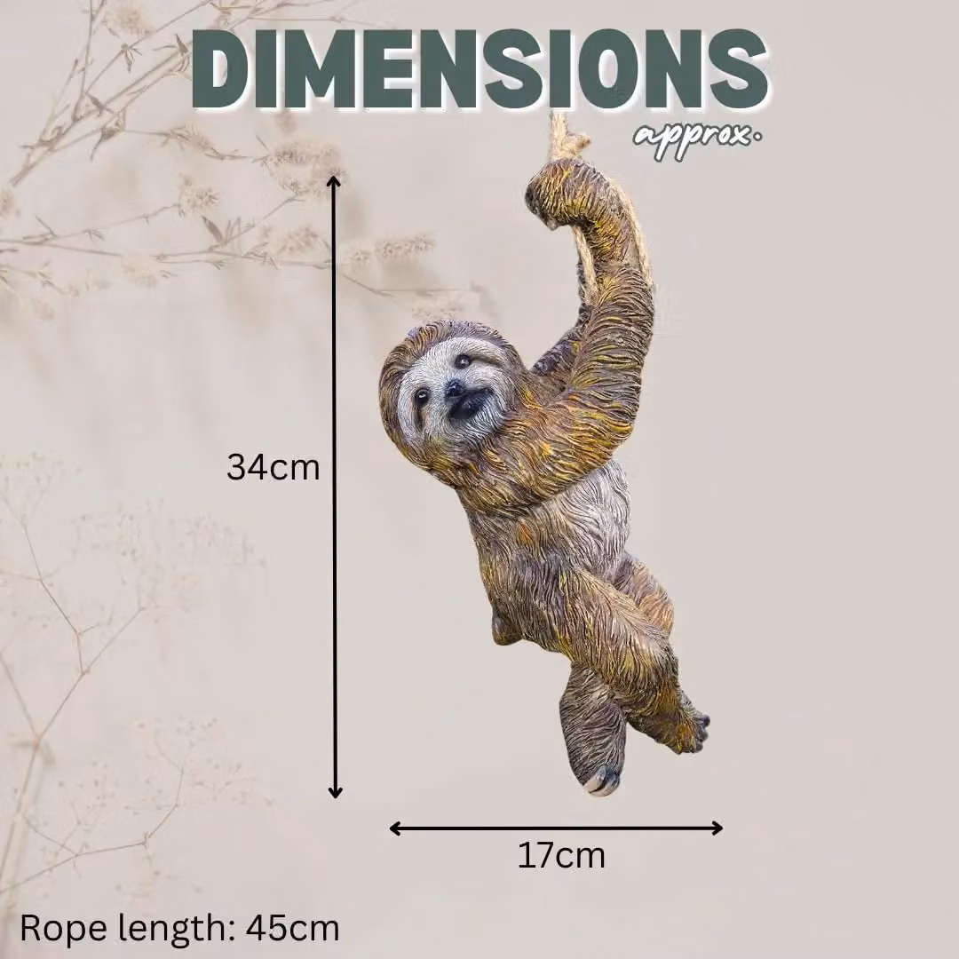 Marco Paul Sloth Hanging Garden Statue in Brown Resin – 3