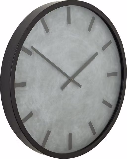 KDMK Industrial Decor Concrete Effect Round Analog Wall Clock in Black