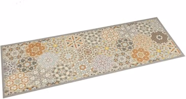 Berkfield Home Washable Hexagon Kitchen Rug in Multicolour Velvet, W: 45 cm, L: 150 cm
