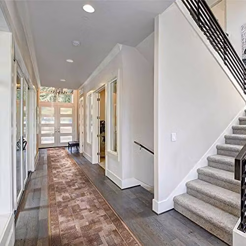 runrug Loop Pile Hallway Runner Rug in Tribe Dark Brown, W: 80 cm, L: 420 cm