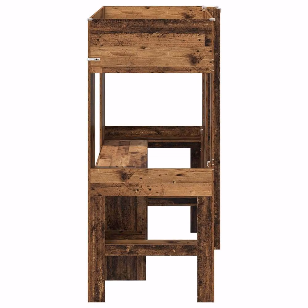 Berkfield Home Loft Bed Frame with Desk in Old Wood Brown, W/D/H: 75 x 190 x 26 cm – 4