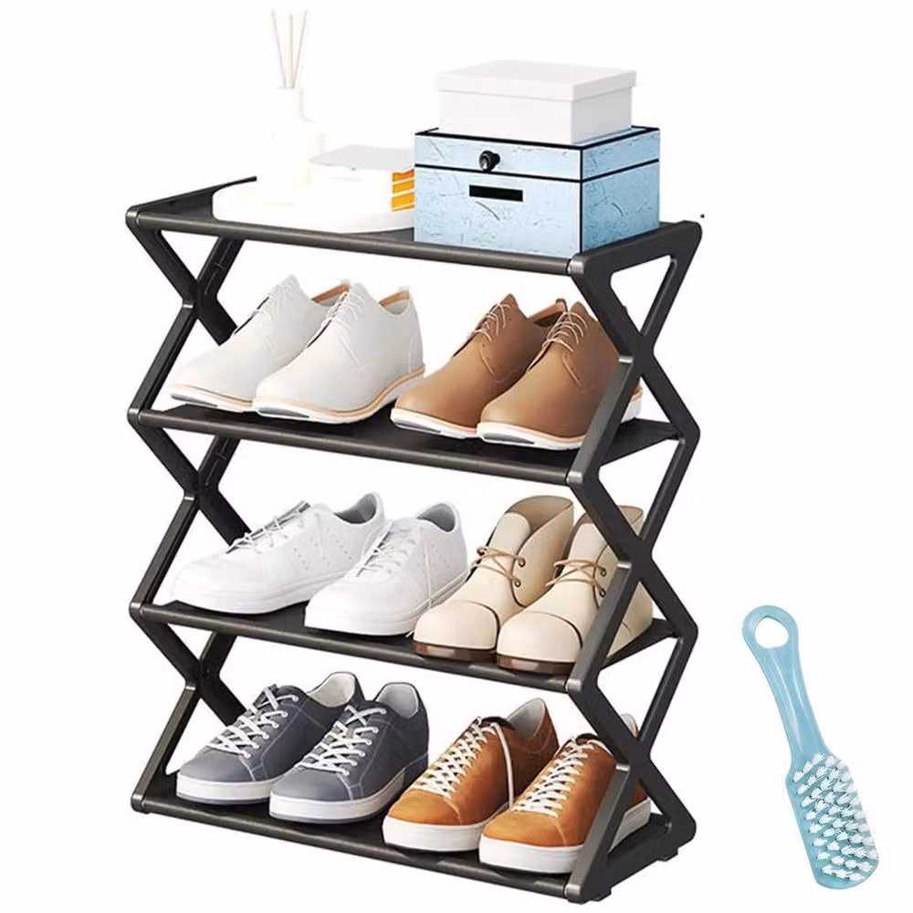FLAVORA Black 4 Tier Metal Shoe Rack Stand, Width: 50 cm – 4