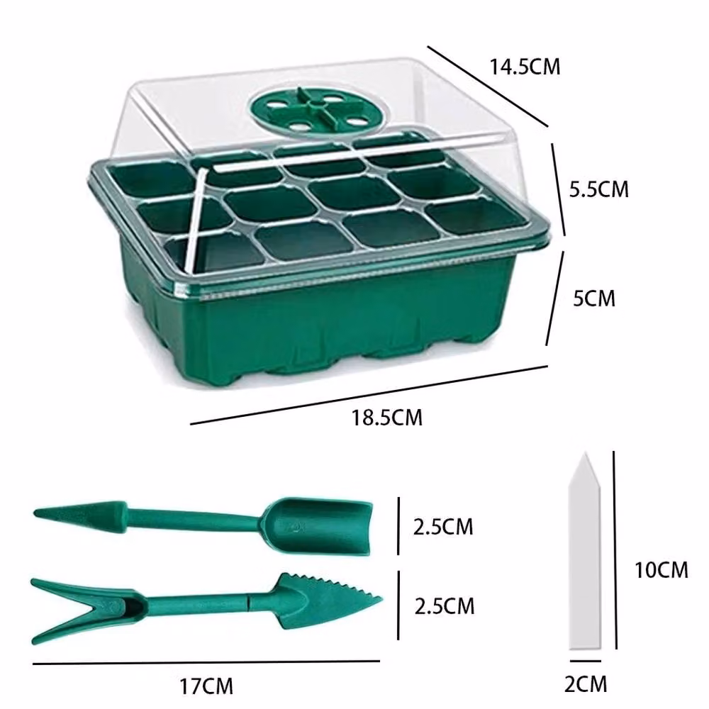 NESTLUNE 3 Holes Seed Starter Trays with Lid Plant Germination Box in Green – 2