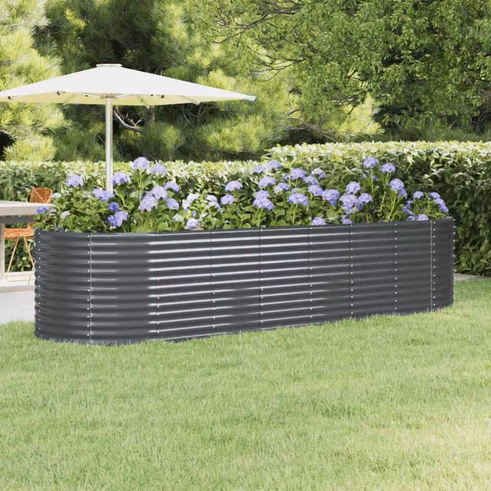 Berkfield Home Garden Powder-coated Steel Raised Bed in Anthracite, W/D/H: 322 x 100 x 68 cm – 2