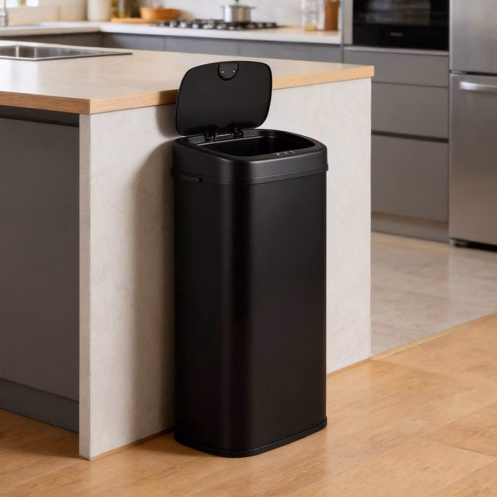 Costway 68L Infrared Motion Sensor Garbage Can with Dual-Zone Design and Soft-Close Lid in Black – 3