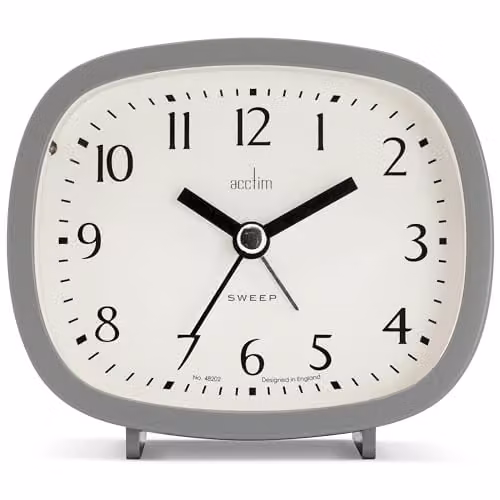 Acctim Hilda Analogue Non-Ticking Sweep Crescendo Alarm Clock with Backlight in Light Grey – 1