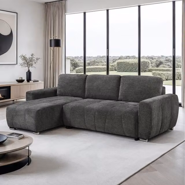 More4Homes Vienna 3 Seater Fabric Pull Out Sofa Bed in Grey