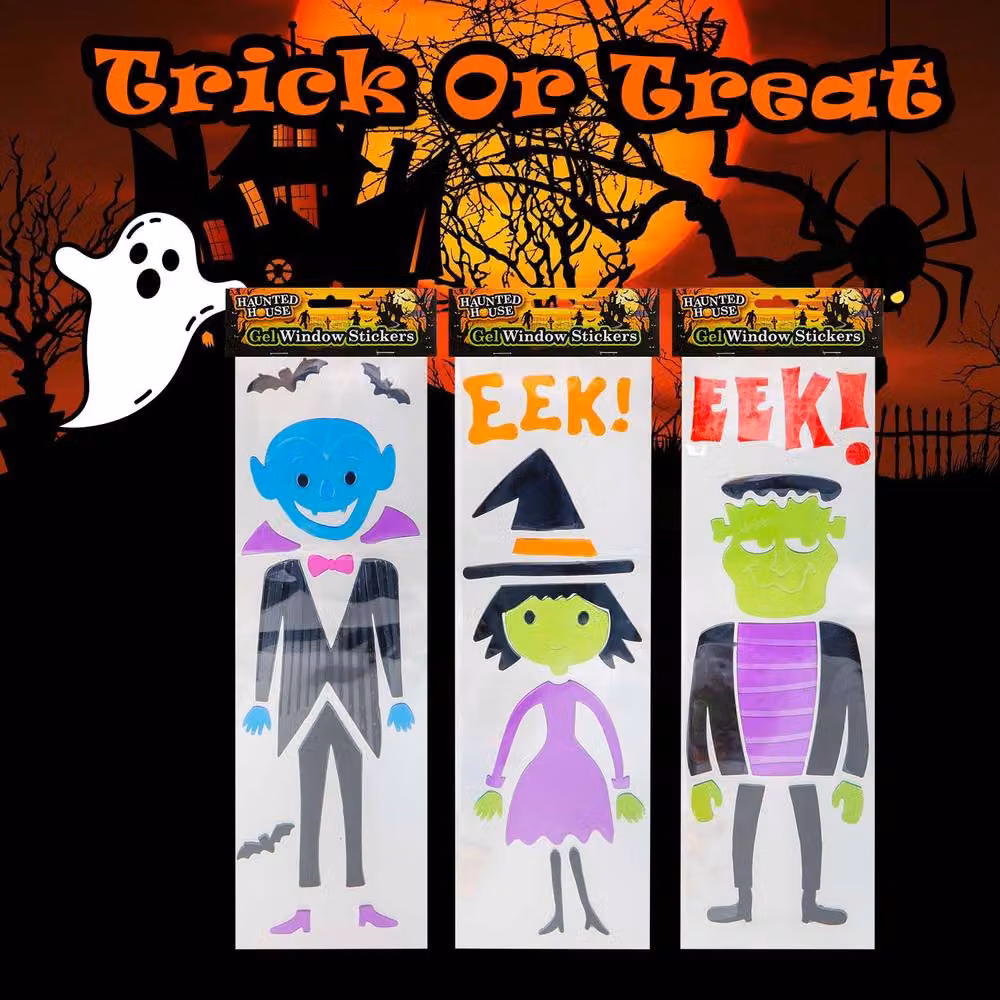 VFM e-Store Halloween Gel Window Stickers, 3 Pack, Multicolour – 3