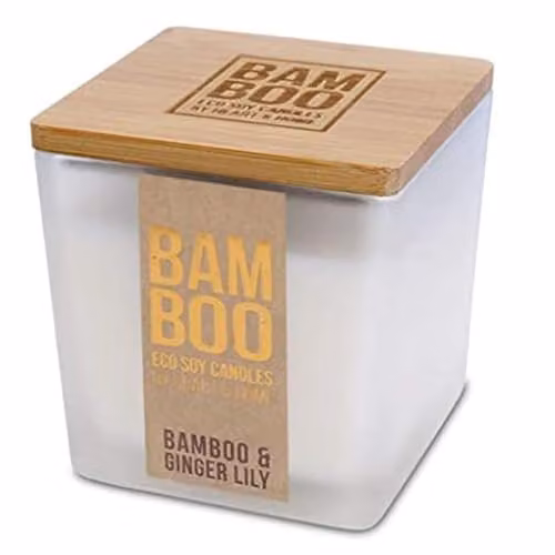 Heart & Home Bamboo & Ginger Lily Soy Wax Candle in Cool White