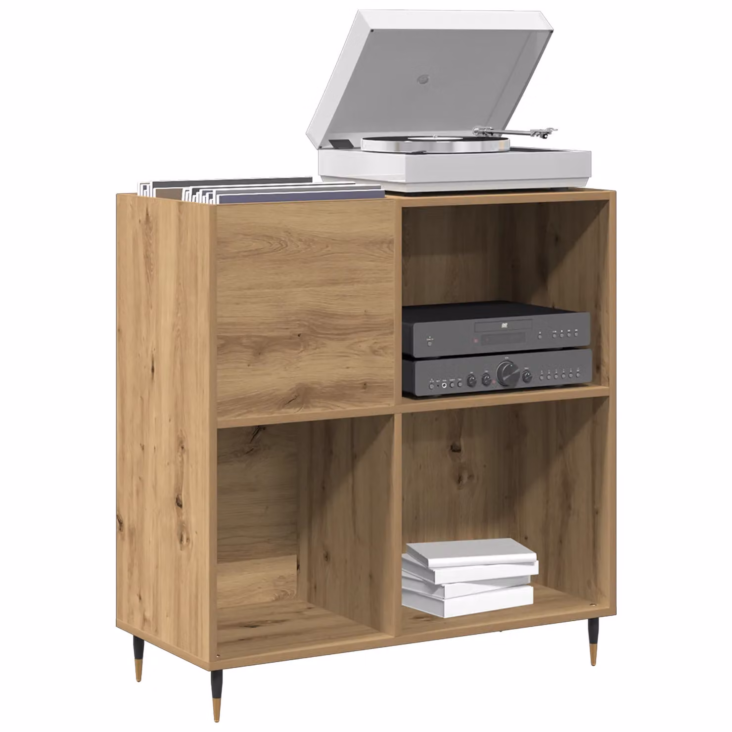 Berkfield Home Vintage Record Cabinet in Brown, W/D/H: 84.5 x 38 x 89 cm – 3